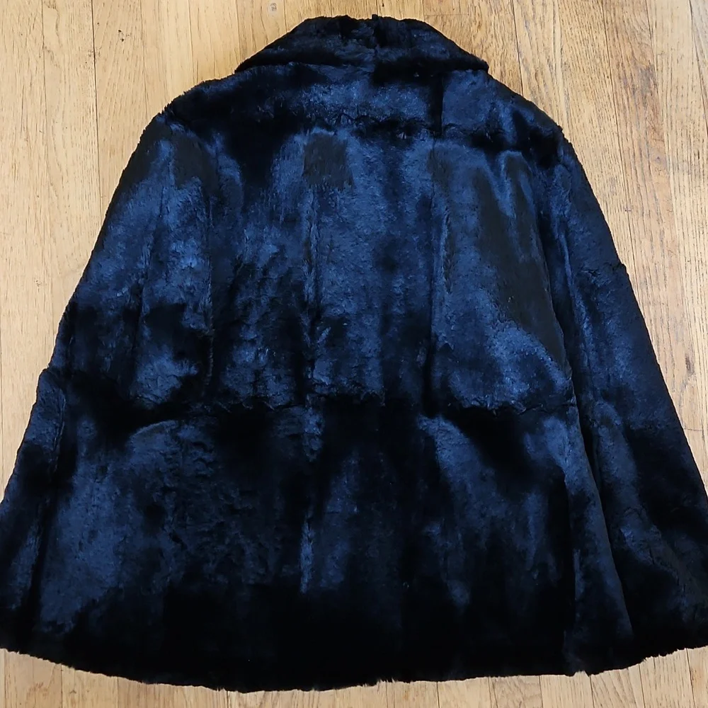Vintage Sheared Fur Black Cape OS
